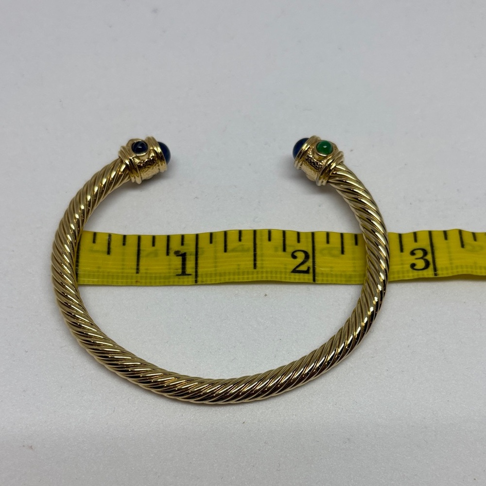 Elegant Gold-Toned Twisted Bangle with Multicolor Cabochon ‘Jewels’ - Picture 10 of 13
